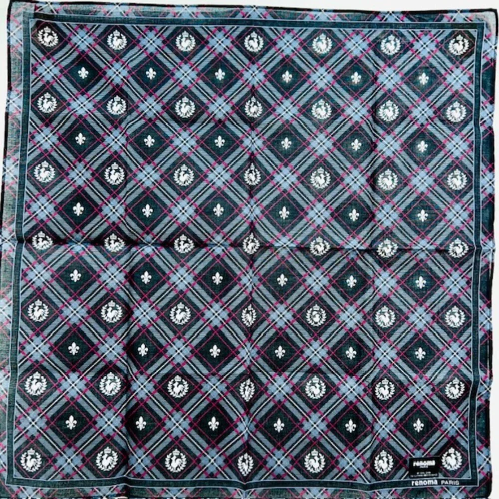 New Renoma Paris for Men Handkerchief costton/silk, 18" black gray Red Logo(40 - Picture 4 of 4